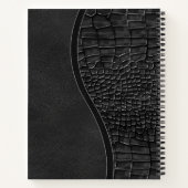 Carnet Noir Faux Alligator Cuir Peau Luxe Monogramme (Dos)