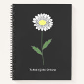 Carnet noir Fleur de marguerite botanique (Devant)