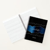 Carnet Noir marine bleu argenté marbre nom script (Intérieur)