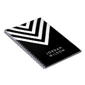 Carnet Noir minimaliste moderne avec Chevron blanc (Côté Droit)