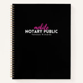 Carnet Noir moderne rose Mobile Noir Publique Ajouter Nom (Devant)