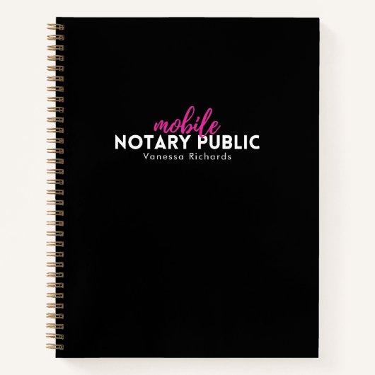 Carnet Noir moderne rose Mobile Noir Publique Ajouter Nom (Devant)