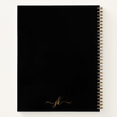 Carnet Noir moderne Script Monogramme Initiales Nom (Dos)