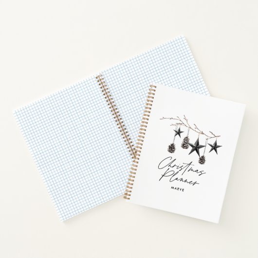 Carnet Noir moderne simple élégant script Noël (Intérieur)