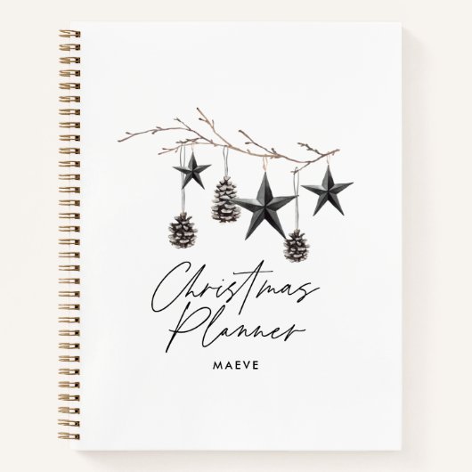 Carnet Noir moderne simple élégant script Noël (Devant)