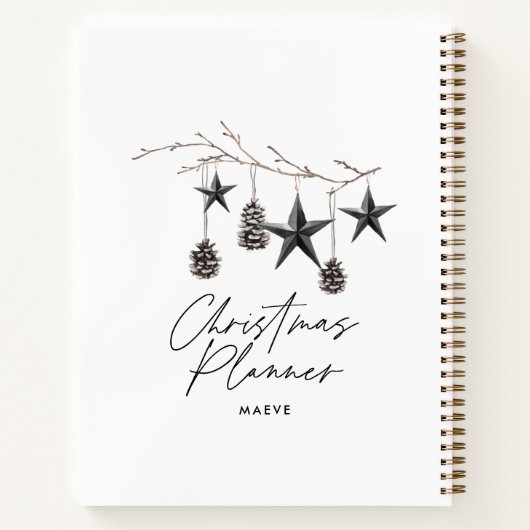 Carnet Noir moderne simple élégant script Noël (Dos)