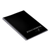 Carnet Noir moderne Simple Script Girl Monogramme Nom (Côté Droit)