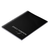 Carnet Noir moderne Simple Script Girl Monogramme Nom (Côté gauche)