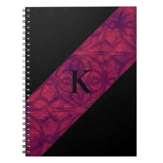 Carnet noir monogramme Batik rouge profond (Devant)