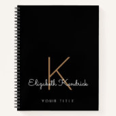 Carnet Noir monogramme moderne minimal (Devant)