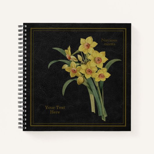 Carnet noir Narcisse Tazetta jaune (Devant)