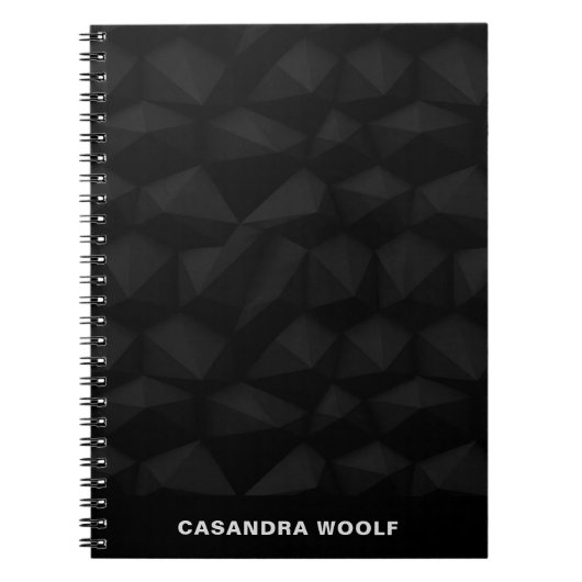 Carnet Noir Nom Géométrique De Base Monogrammé Noir (Devant)