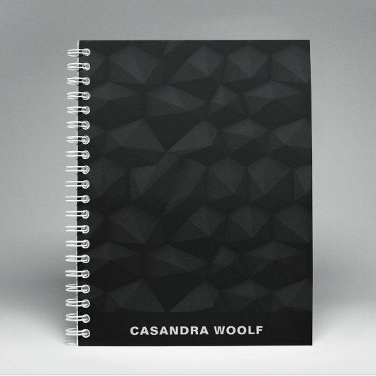 Carnet Noir Nom Géométrique De Base Monogrammé Noir
