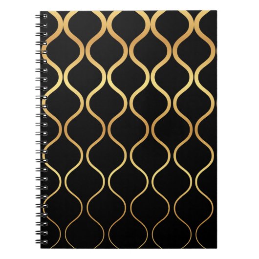 Carnet Noir, or, cool, tendance, design abstrait rétro (Devant)