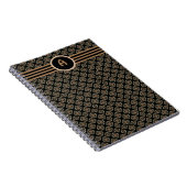 Carnet Noir & Or Moderne Motif de Monogramme classique (Côté Droit)