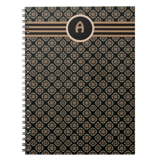 Carnet Noir & Or Moderne Motif de Monogramme classique (Devant)