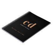 Carnet Noir or monogramme initiales nom minimaliste (Côté gauche)