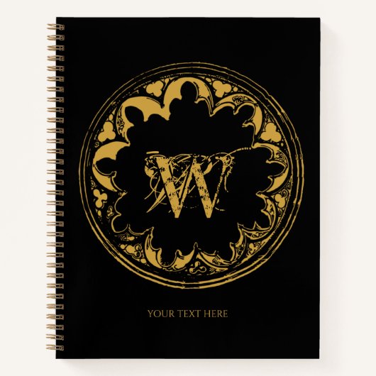 Carnet Noir & Or Rustique Vintage détendu Monogramme (Devant)