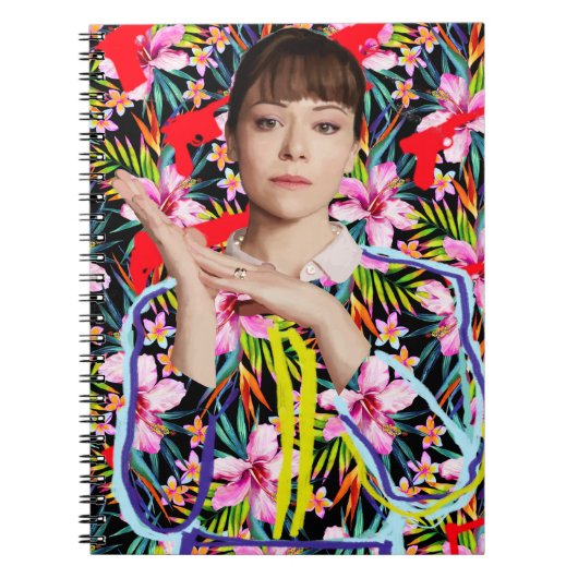 Carnet Noir orphelin | Alison - motif floral (Devant)