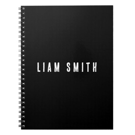 Carnet noir personnalisé avec monogramme moderne (Devant)