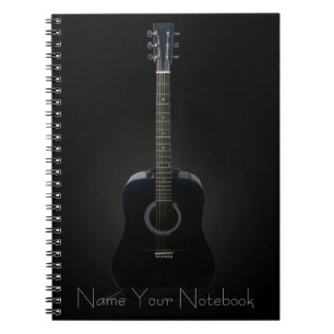 Carnet noir personnalisé de musique de guitare