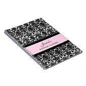 Carnet noir rose nommé fait sur commande de (Côté Droit)