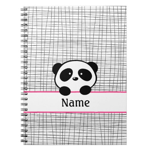 Carnet noir rose Panda Bear personnalisé (Devant)