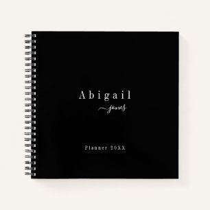 Carnet Noir Simple Script Moderne Luxe Professionnel