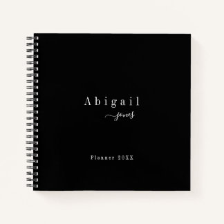 Carnet Noir Simple Script Moderne Luxe Professionnel