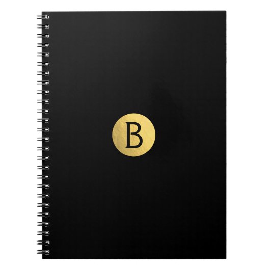Carnet Noir (toute couleur) Feuille d'Or Moderne Monogram (Devant)