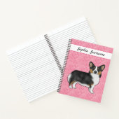 Carnet Noir Tri Pembroke Welsh Corgi Coeurs Avec Nom (Intérieur)