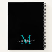 Carnet Noir Turquoise Monogramme Nom du script Recette (Dos)