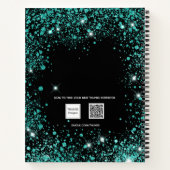 Carnet Noir turquoise parties scintillant poussière vert  (Dos)