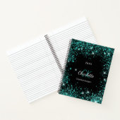 Carnet Noir turquoise parties scintillant poussière vert  (Intérieur)