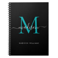 Noir Turquoise vert Monogramme Nom initial