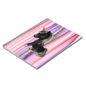 Carnet noir Unicorne rose oreilles (Côté gauche)