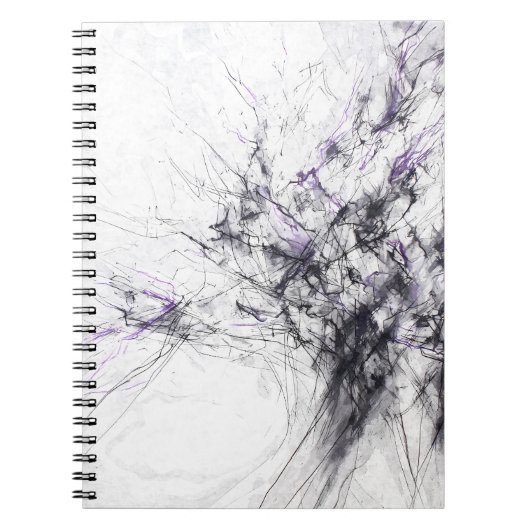 Carnet Noir violet blanc ligne fractale Abstrait (Devant)
