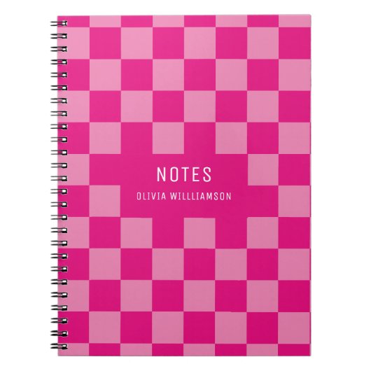 Carnet Nom À damiers rose (Devant)