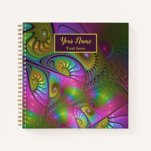 Carnet Nom Abstrait Fractal Lumineux et coloré