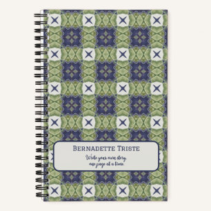 Carnet Nom Aquarelle Carré Abstrait Géométrique Bleu