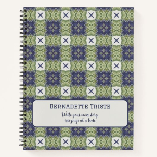 Carnet Nom Aquarelle Carré Abstrait Géométrique Bleu (Devant)