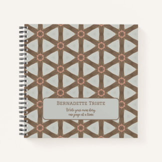 Carnet Nom Aquarelle Géométrique Pinwheel Motif Brown