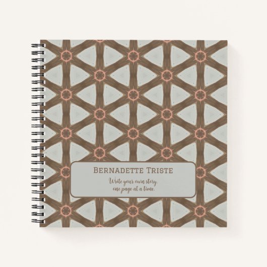 Carnet Nom Aquarelle Géométrique Pinwheel Motif Brown (Devant)