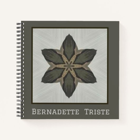Carnet Nom Aquarelle Géométrique Star Motif Gris Brown (Devant)