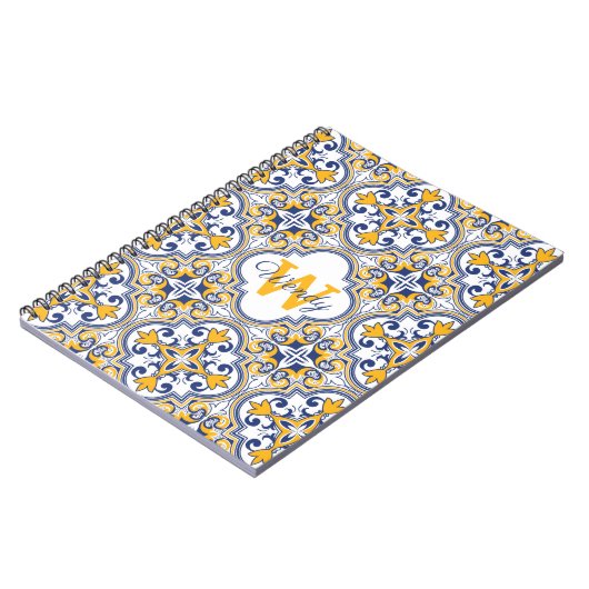 Carnet 💙 💛 Nom + Azulejos initial (Côté gauche)