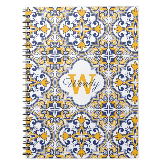 Carnet 💙 💛 Nom + Azulejos initial (Devant)