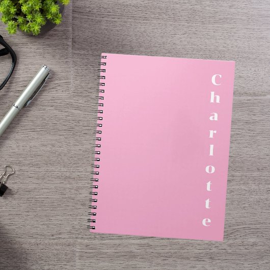 Carnet Nom blanc rose
