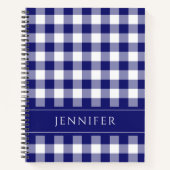 Carnet Nom bleu et blanc En vichy À damiers Motif Notebo (Devant)