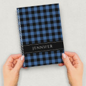 Carnet Nom Bleu et Noir Chèques Plaid En vichy Motif Non