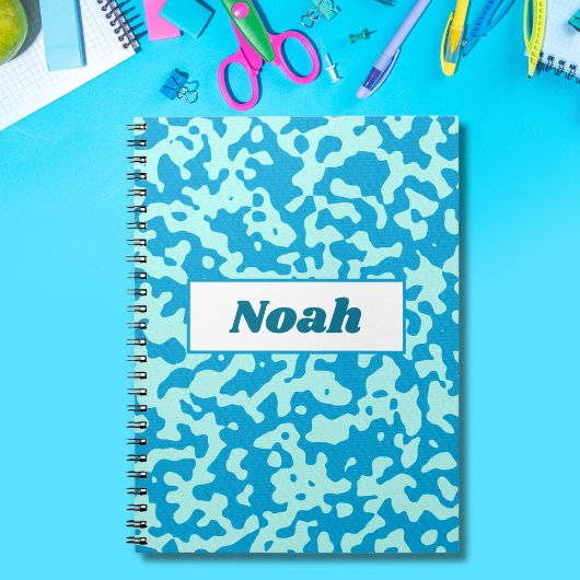 Carnet Nom camouflage bleu clair de piscine